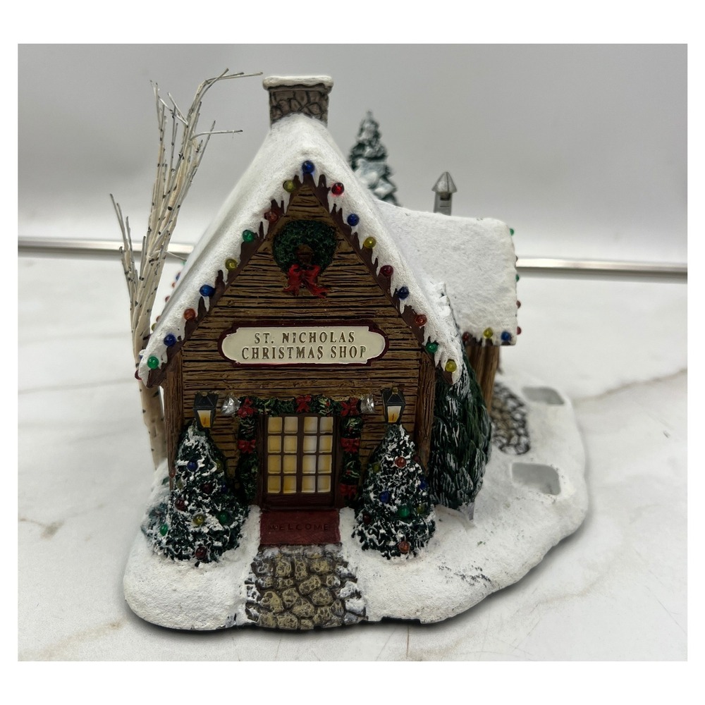 Thomas Kinkade Hawthorne Village St. Nicholas Christmas Shop Sculpture 2001